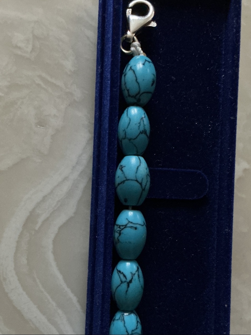 Turquoise Bead Bracelet - Unbranded Blue Stone Stretch Bracelet